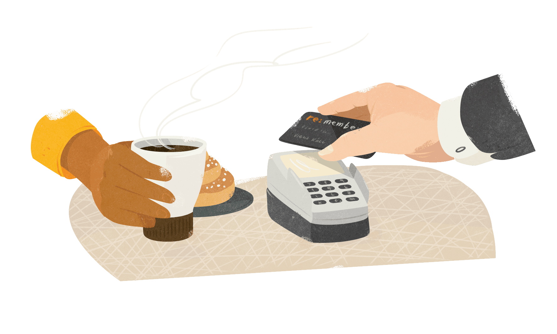 Mand betaler kontaktløst med sit re:member Mastercard.