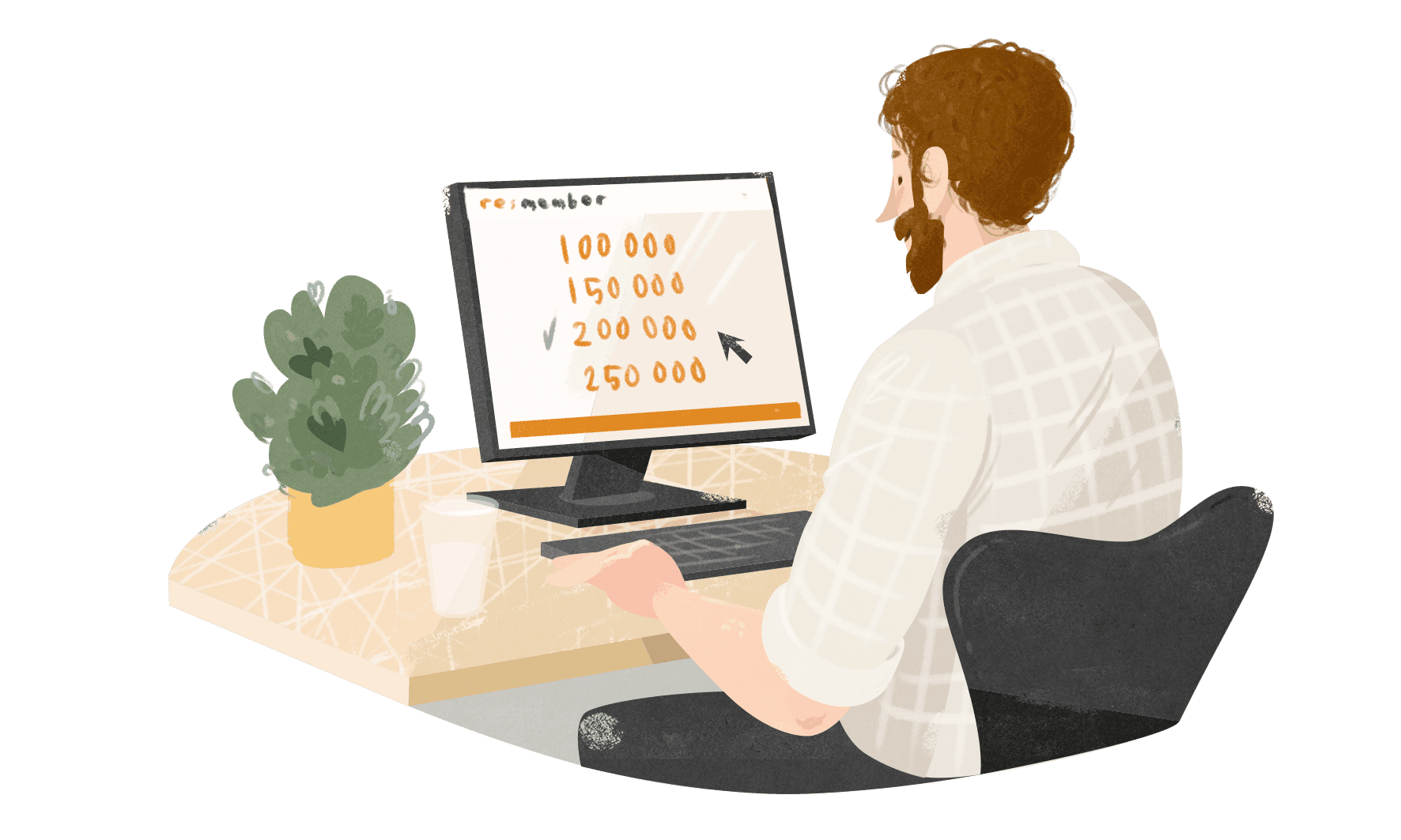 Mand vælger imellem flere forskellige lån på sin PC.